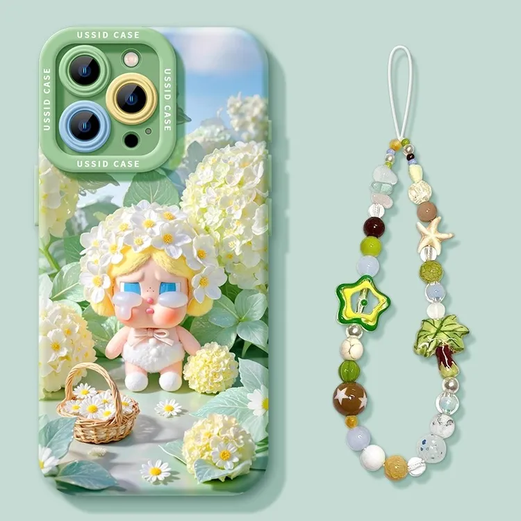 适用苹果16promax手机壳新款iphone15带挂链13crybaby哭娃14软壳