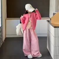 女童巨好看韩系假两件针织毛衣开衫2025新款女孩大童甜美秋套装