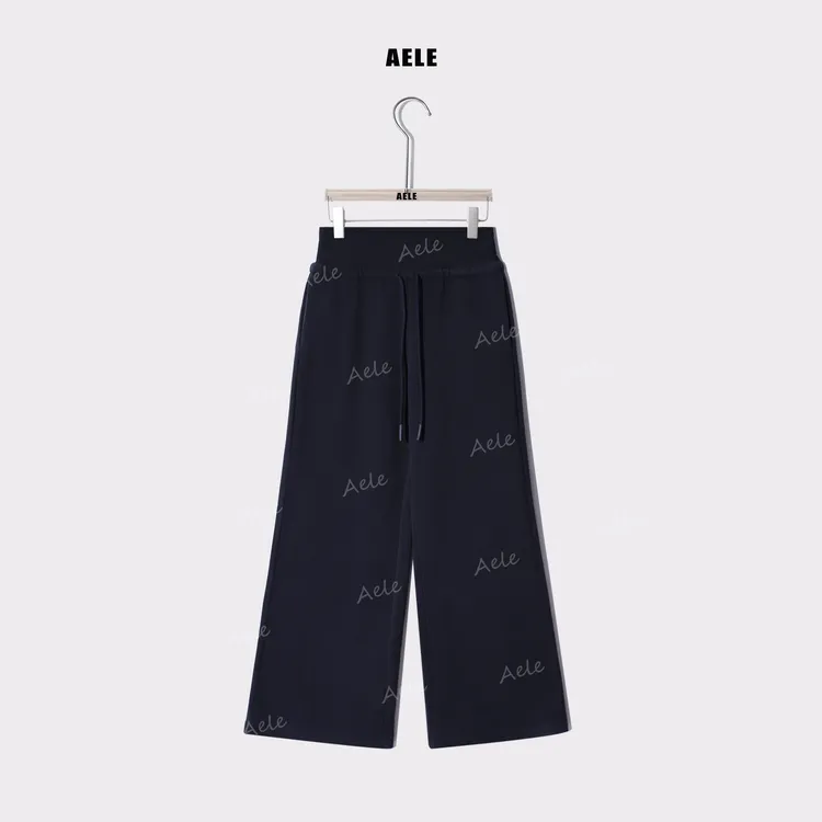 AELE【腿精】高腰时尚简约抽绳垂感宽松直筒休闲裤 K853 2733 AD