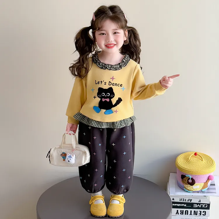 女童休闲套装秋季2025新款儿童时尚卫衣洋气女宝宝韩版运动两件套