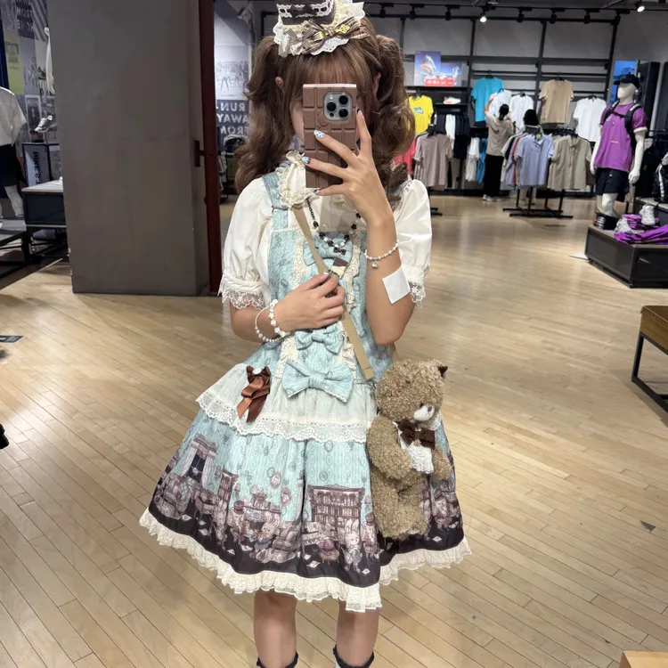 【音乐熊】现货秒发 烘焙兔音乐熊系列复古可爱日常Lolita背带裙