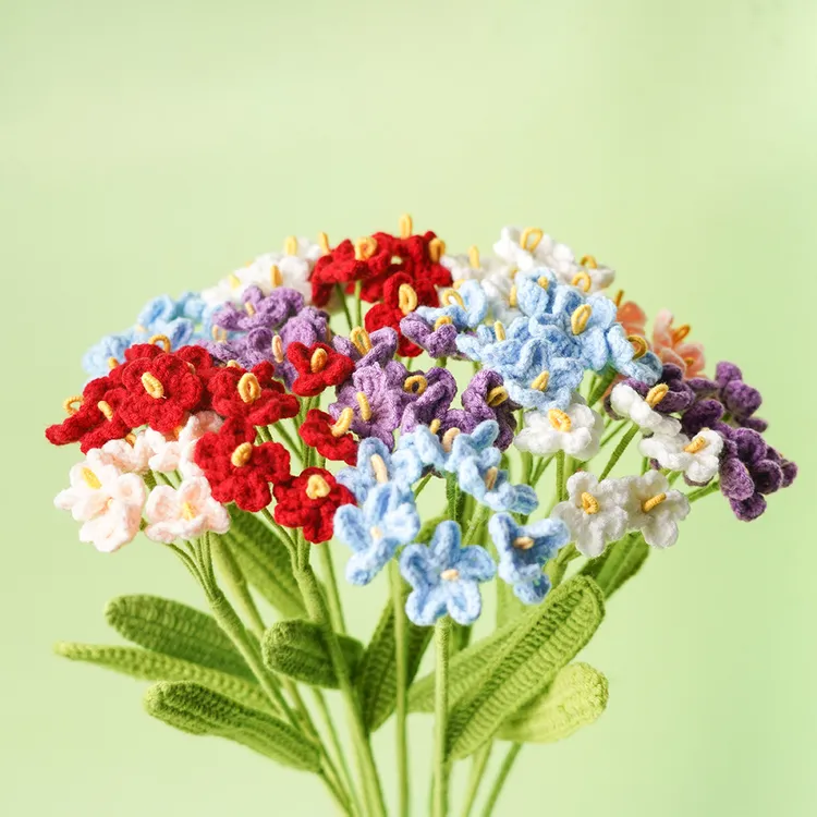 成品发货毛线花绣球勿忘我单支手工编织钩织仿花节日礼物送人批发