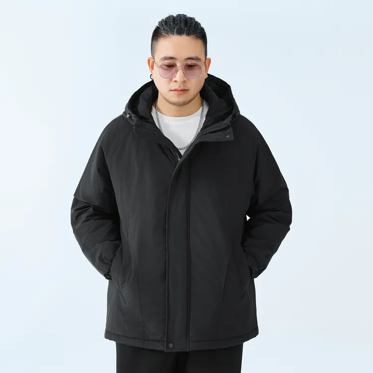 半墨大码男装冲锋衣式连帽棉服防风保暖户外棉衣冬季宽松外套0603