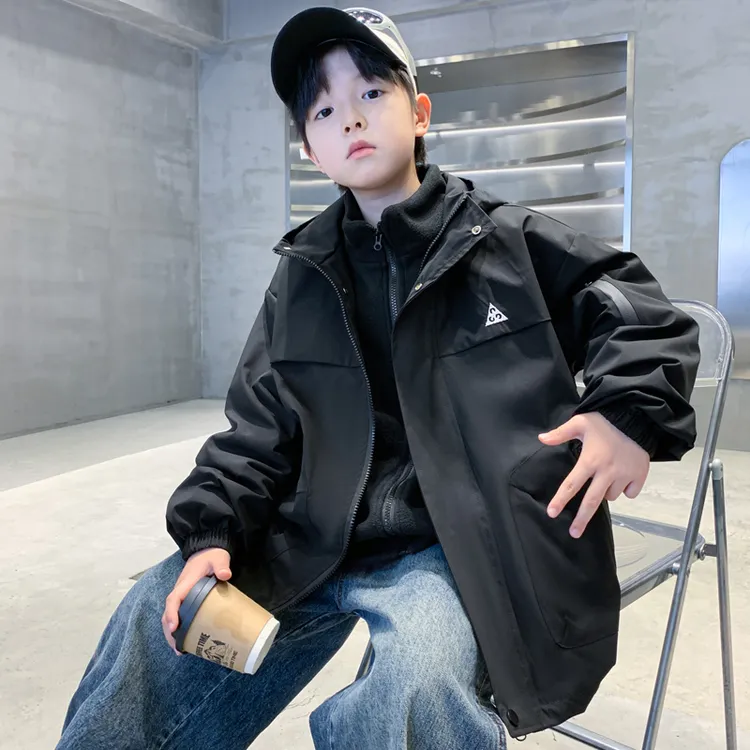 儿童装男童秋装三合一冲锋衣外套2025新款春秋款中大童秋季可拆卸