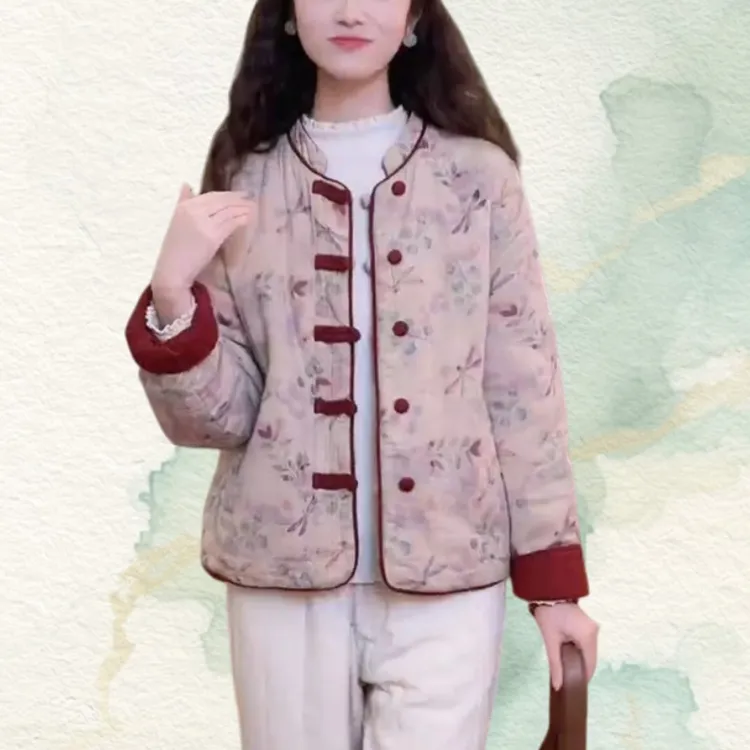 秋冬季新款设计感盘扣棉衣短外套新中式复古国风双面穿显瘦棉服女