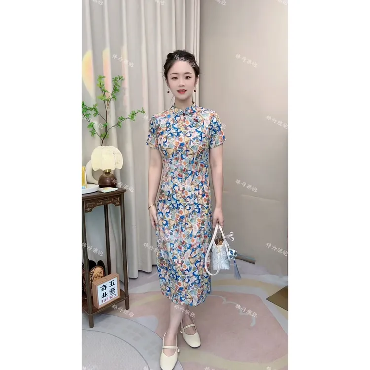 夏日花 夏季新款日常时尚修身减龄新中式小个子改良旗袍