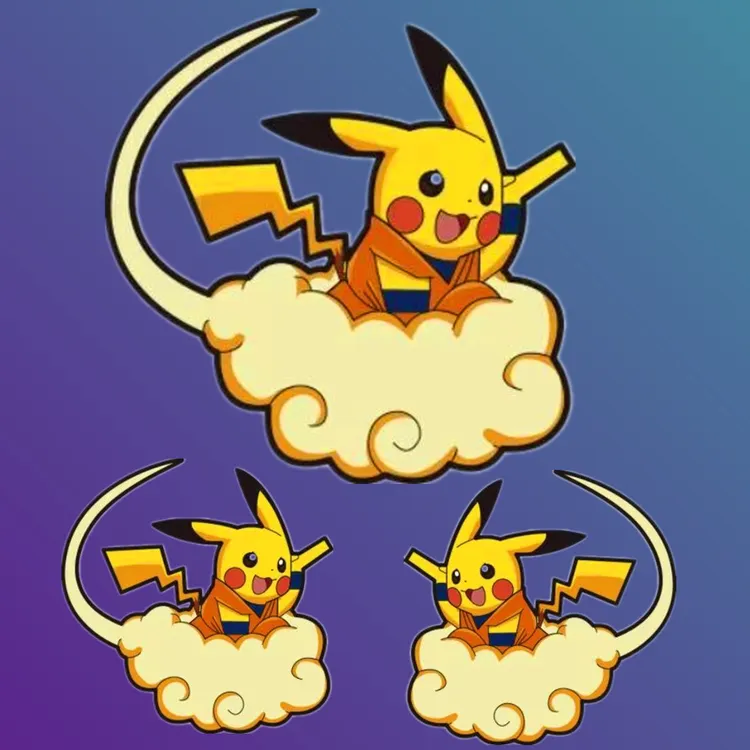 皮卡丘筋斗云个性创意趣味装饰车贴汽车划痕遮挡电动车贴纸防水画