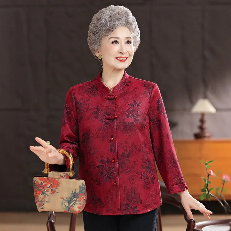 喜婆婆妈妈装秋季2025新款外套中老年奶奶春秋衣服阔太太气质上衣