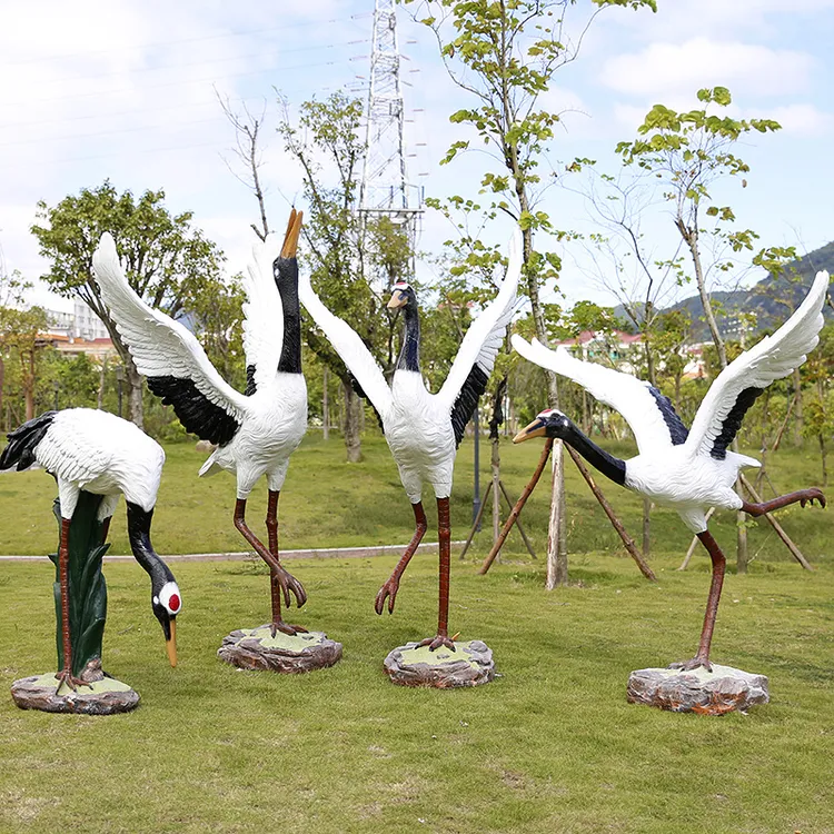仿真仙鹤玻璃钢雕塑动物摆件花园庭院子假山水池户外园林景观装饰