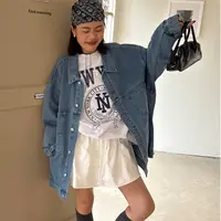 秋季新款韩系时尚百搭宽松大版牛仔外套81117