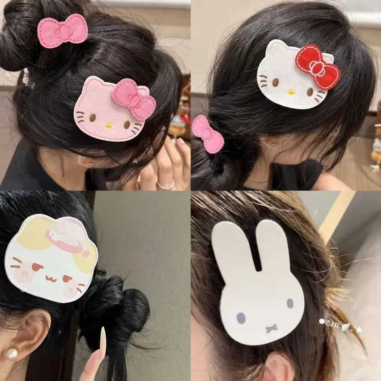 甜美kitty刘海贴可爱少女棉花糖猫碎发贴魔术贴无痕发饰