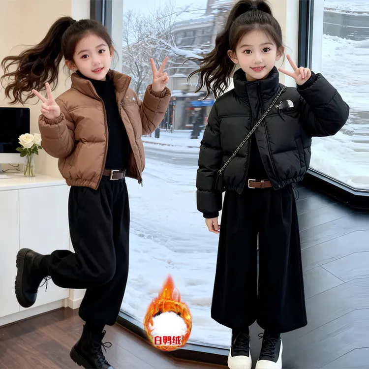 女童洋气羽绒服2025冬装新款中大童短款加厚外套女孩保暖上衣冬季