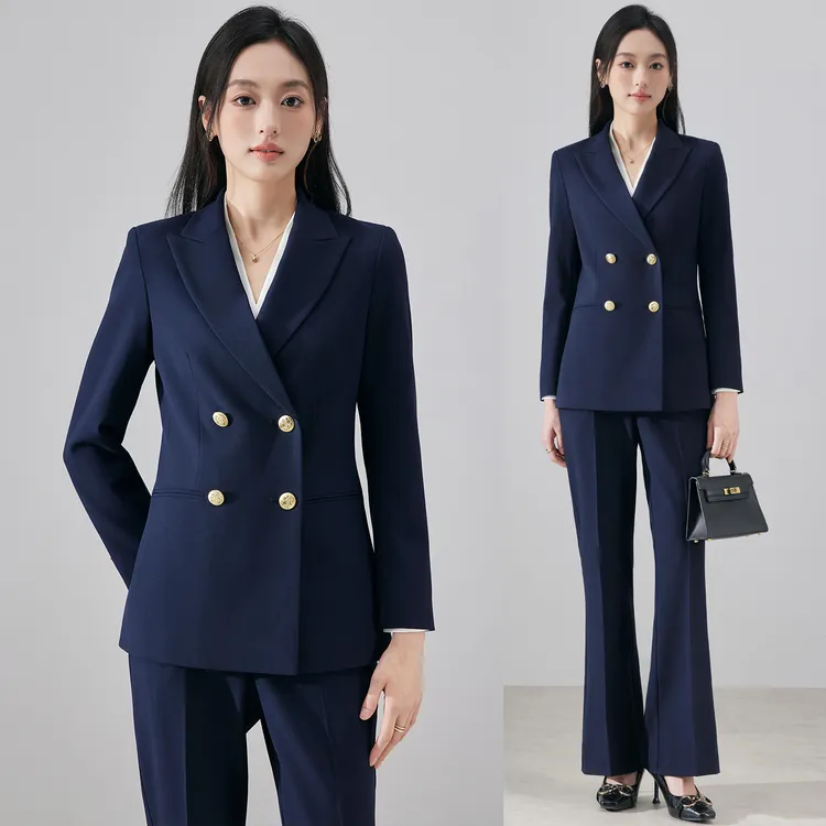 藏青色西装套装女2025新款春秋大学生面试正装职业经理西服外套女