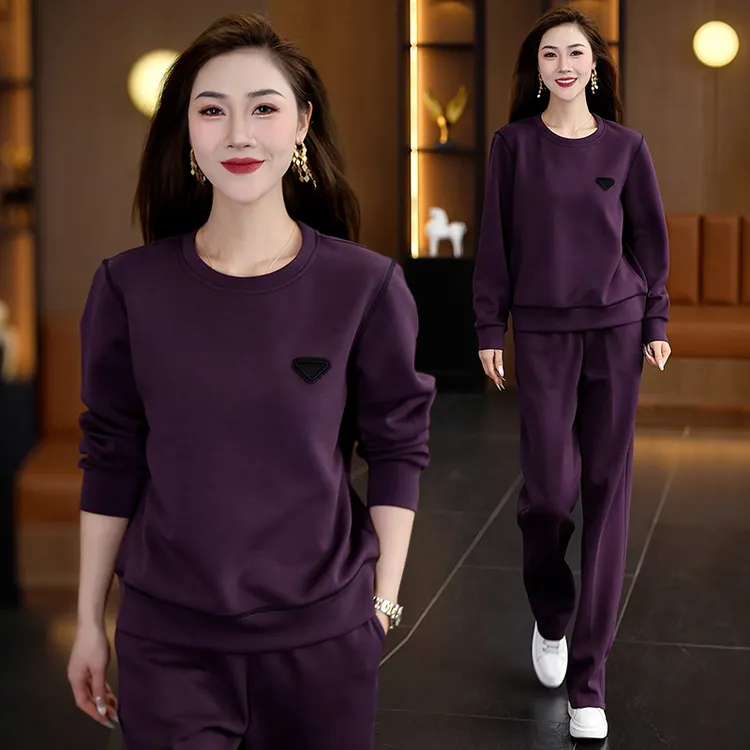 气质休闲运动套装女士春秋季2025新款时尚圆领显瘦减龄卫衣两件套