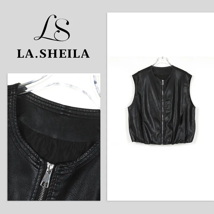 LA.Sheila圆领拉链皮马夹253-MJ/0806-807