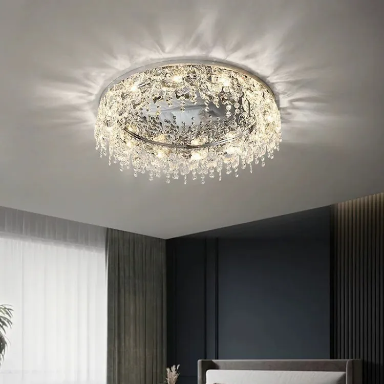 6新款水晶吸顶灯卧室温馨浪漫圆形简约大气意式轻奢客厅灯具
