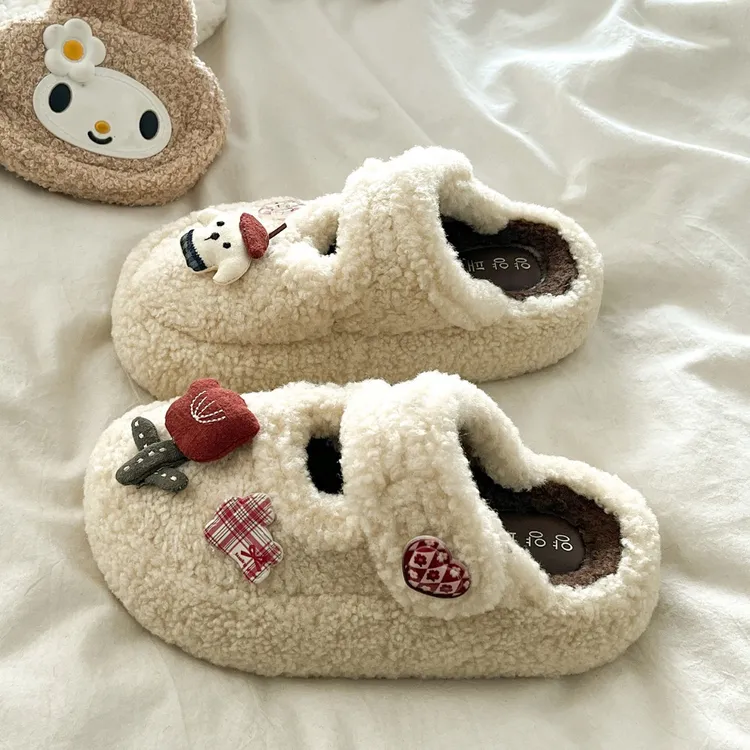甜美可爱毛茸茸包头棉拖鞋女外穿2025秋冬新款厚底加绒保暖毛拖鞋