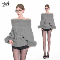 龙牙童推荐【京洛佳人】秋冬灰色女士宽松毛衣针织外穿保暖厚款