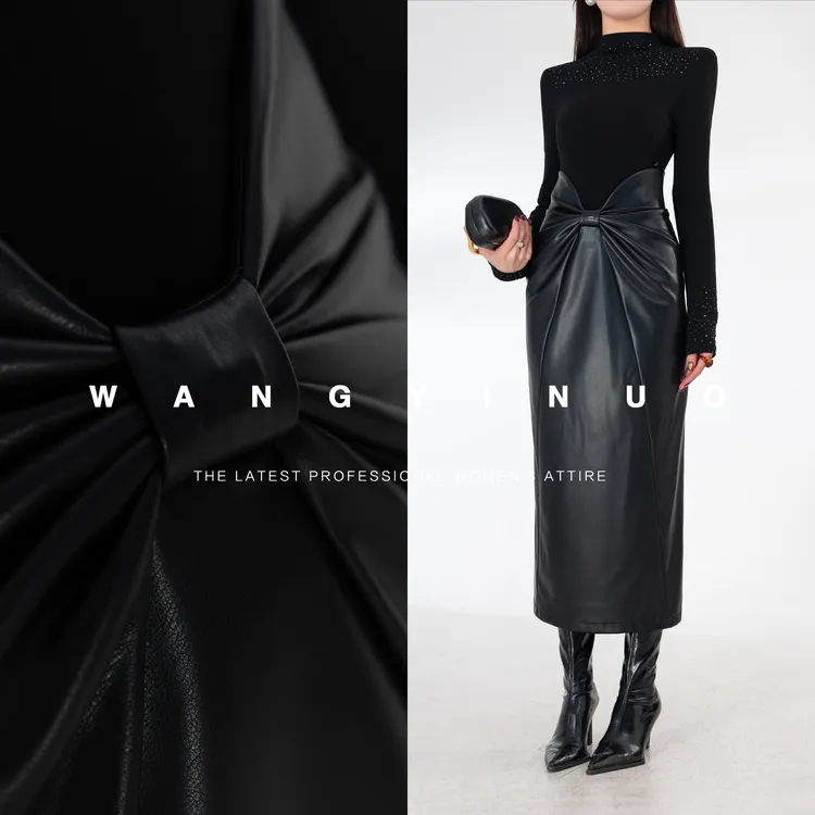 MD定制·依诺【高智御姐】2025冬季款皮裙修身显瘦中长款百搭半身裙