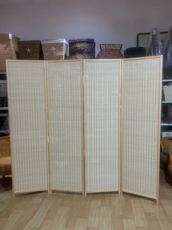 客厅移动竹编屏风简易隔断家用简约可折叠酒店复古床边移动
