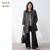 MOOI MONO"晨雾"显瘦气质时尚英伦通勤休闲纯色长款风衣 W634S53