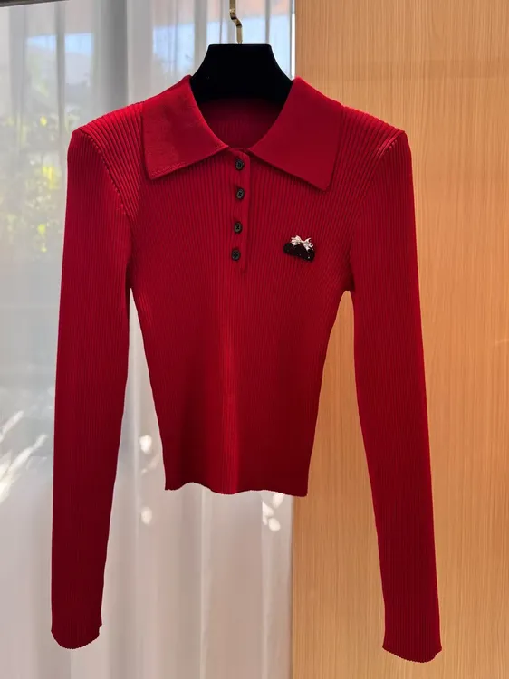 《猪猪出品》红色常规款长袖针织毛针织衫毛衣时尚上衣169