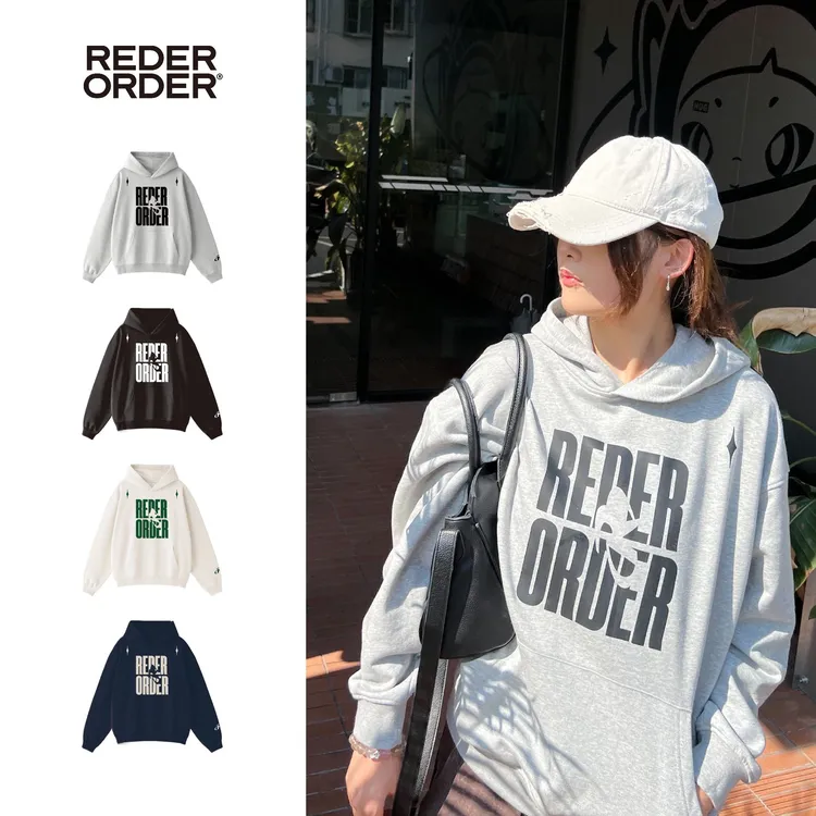 赤序REDERORDER秋冬连帽卫衣445G潮流新款情侣ins宽松休闲百搭