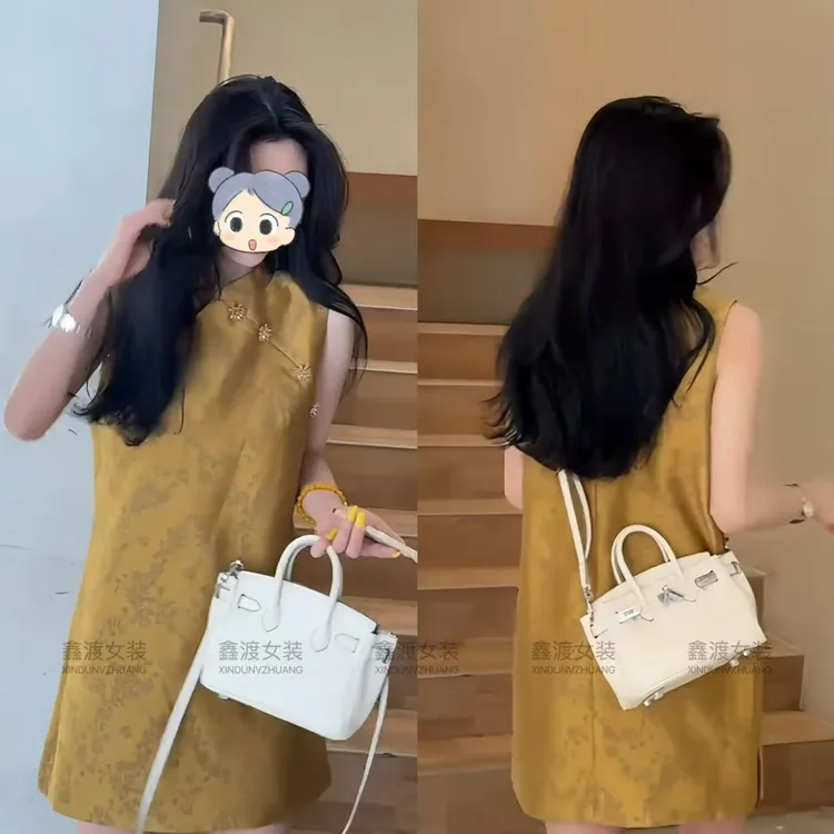 2025夏季新款时尚显瘦气质女士网红洋气连衣裙百搭款D5878