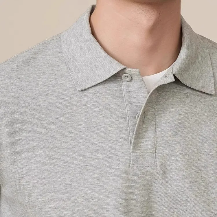 灰色假两件短袖POLO衫男士夏季美式硬汉穿搭t恤cleanfit痞帅半袖