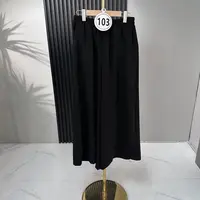 【103】休闲冰花长裤松紧女装纯色阔腿裤休闲裤口袋百搭