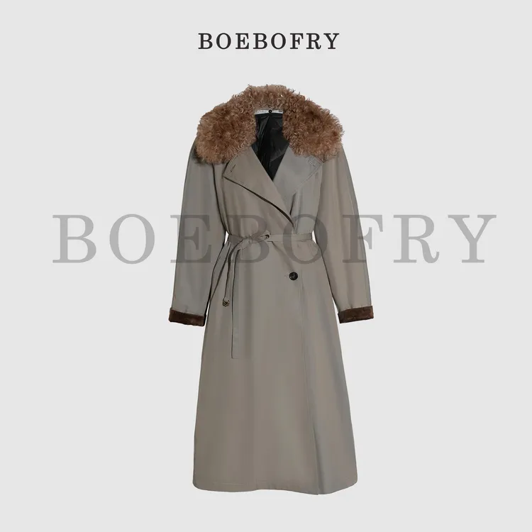 BOEBOFRY<鹿野星泽>冬季气质百搭复古调可拆卸风衣鹅绒服BE4F1058