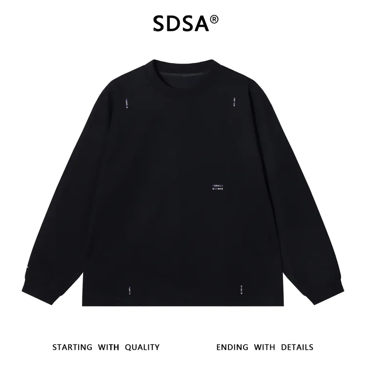 SDSA男士秋冬新款痞帅男装设计师刺绣字母圆领长袖T恤宽松网红款