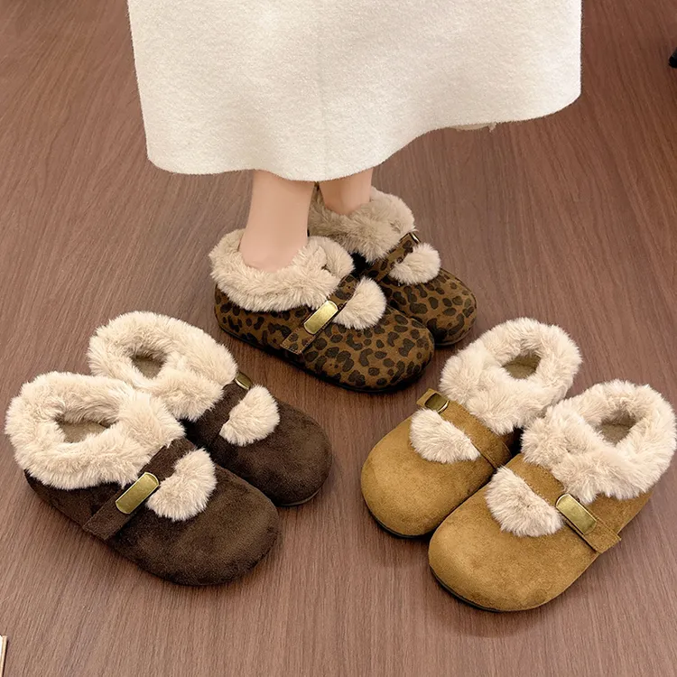 3公分/圈圈毛厚绒内增高百搭圆头搭扣保暖勃肯鞋复古风潮流风棉鞋