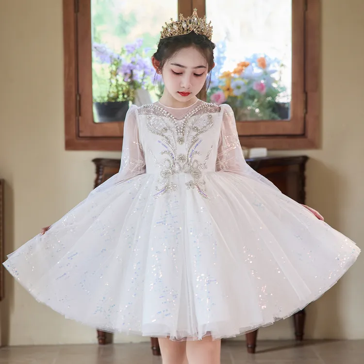女童公主裙轻奢小众高端花童钢琴婚礼演出服小女孩生日宴会礼服裙