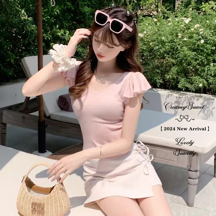 V领小飞袖甜妹纯欲设计感夏季新款短袖T恤女正肩显瘦百搭辣妹上衣