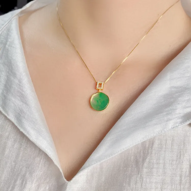 【方圆】S925银镀18k金｜非洲翠冰飘平安无事时尚吊坠 多样性发其一