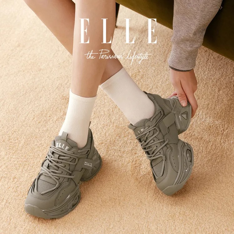 ELLE琥珀流光老爹鞋女2025秋季爆款增高小白鞋百搭厚底休闲运动鞋