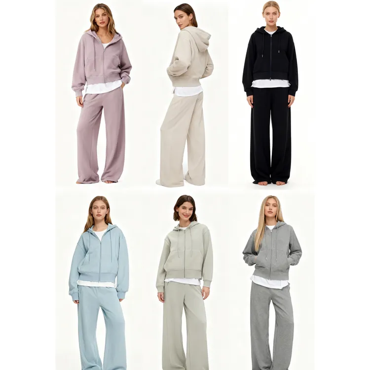 Ubase加绒加厚连帽卫衣套装2025冬季新款Y-515宽松显瘦外套女冬款