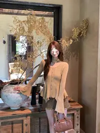 法式温柔风早秋穿搭套装气质不规则针织衫女秋季波点半身裙两件套
