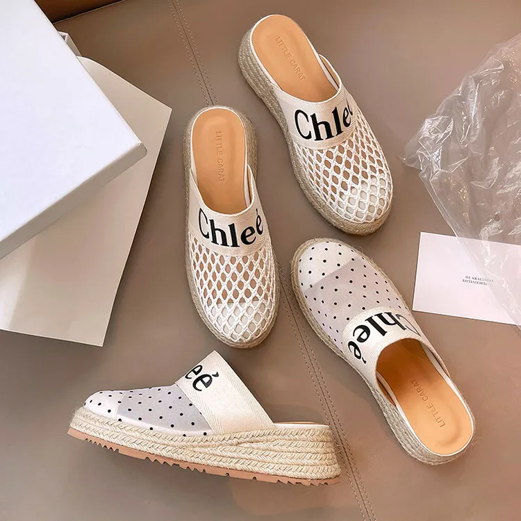 5cm跟高2025夏季新款厚底渔夫鞋包头凉拖鞋女外穿小个子增高女鞋