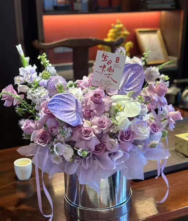 紫色玫瑰花束同城速配送闺蜜生日礼物鲜花速递