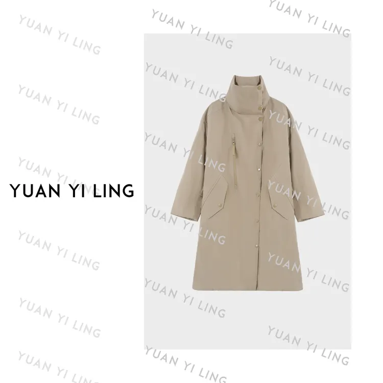 袁艺灵【温暖期刊】90白鹅绒立领风衣式ins经典气质羽绒服6662