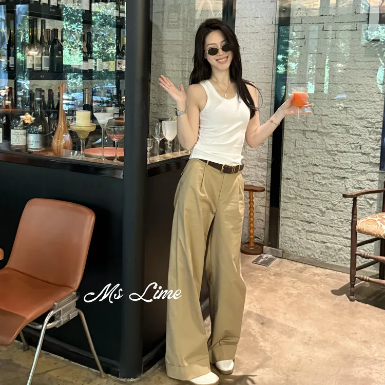 王嬛嬛MsLime25年新款【巷口】时尚复古休闲休闲裤 HD2C0534/0535