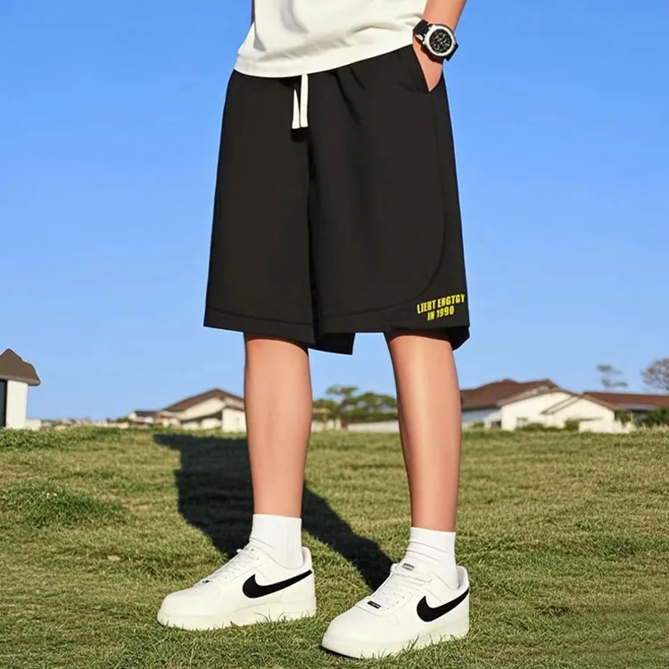 纯棉短裤男夏季薄款宽松中裤沙滩加肥加大裤衩休闲运动外穿五分裤