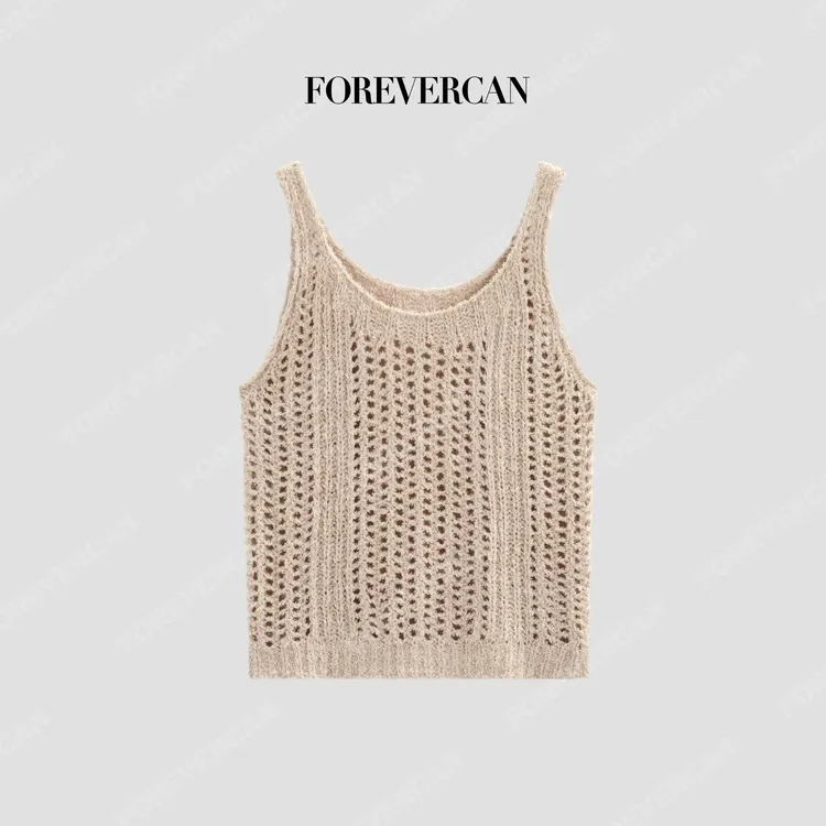 FOREVERCAN“单色丰盈”镂空百搭针织吊带打底背心MY4705B