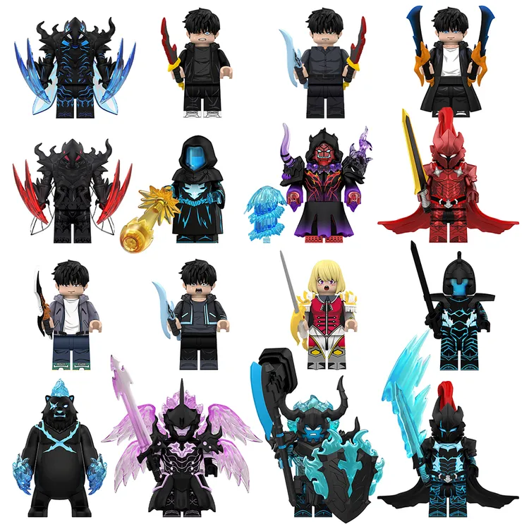 World Minifigs动漫系列哦独自升级称肖宇长剑卫衣拼装积木玩具