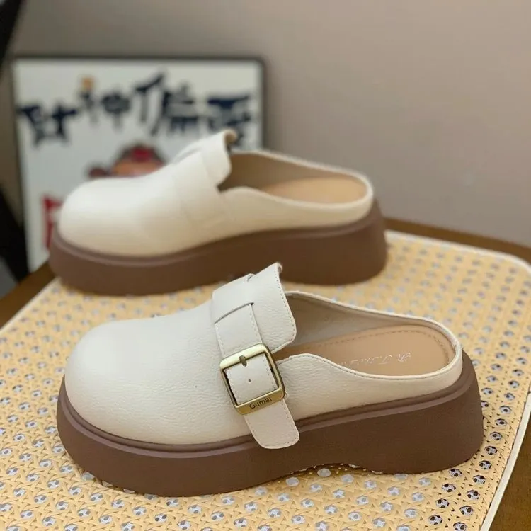 厚底乐福鞋女2025春新款休闲勃肯鞋一脚蹬两穿单鞋H15W25100