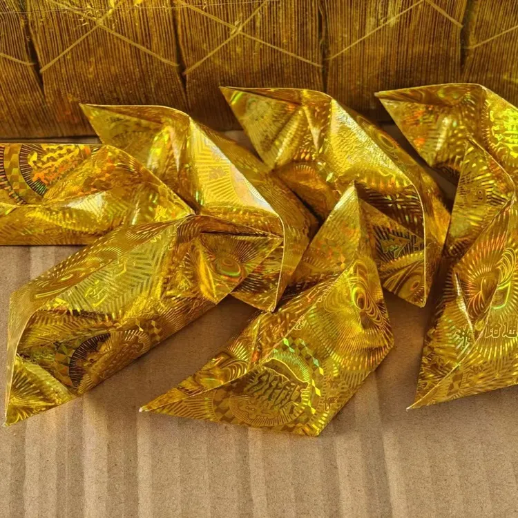 加亮加厚带字花镭射纸手工折纸半成品金色手工折纸