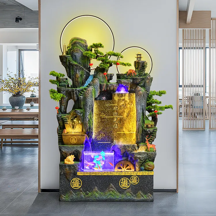 假山流水喷泉阳台玄关造景装饰店铺开业礼品落地水景观送流水摆件