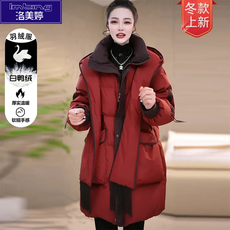 冬季设计感围巾连帽百搭女装宽松保暖羽绒服女款爆款2025新款正品